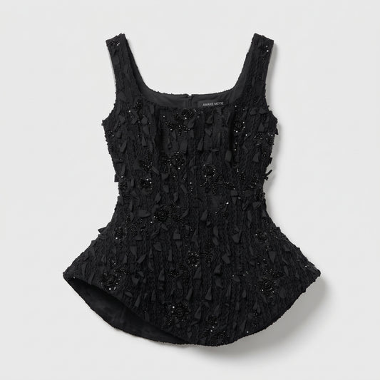 Embellished Sculptural Peplum Vest