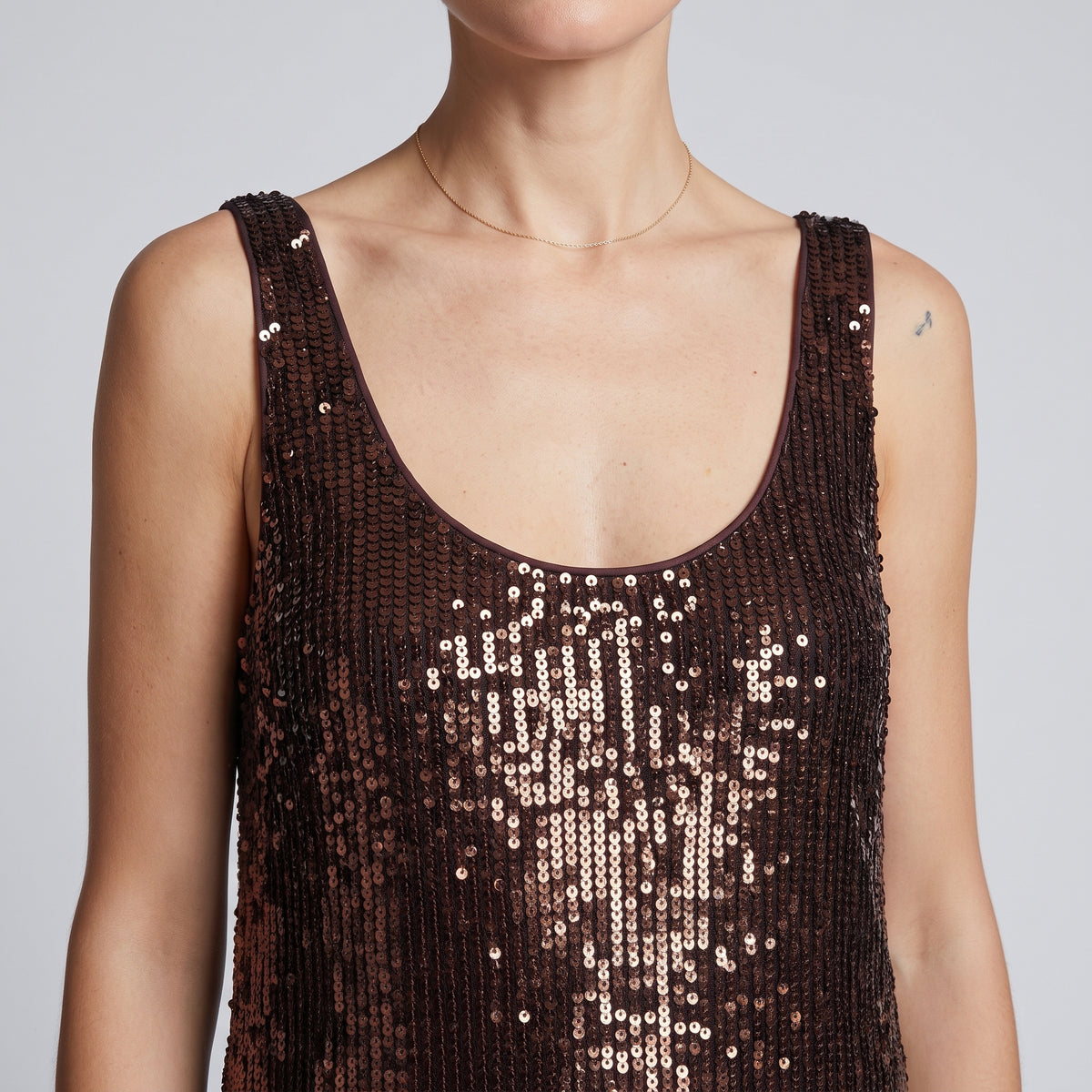 Sequined Scoop Neck Midi Dress