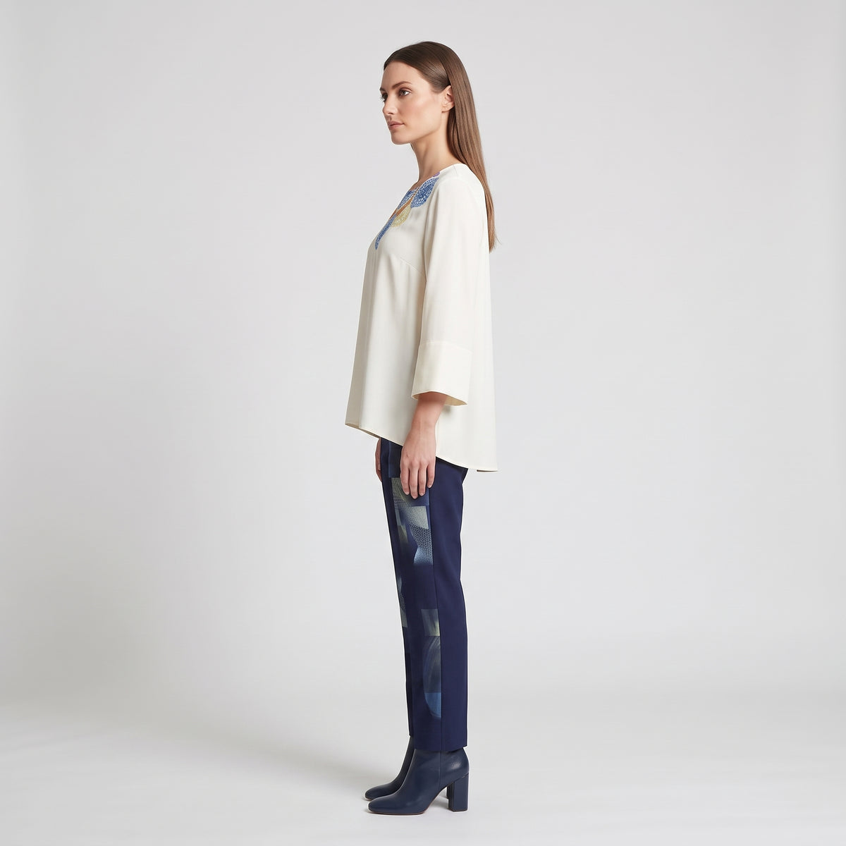 Embroidered Cream Statement Blouse