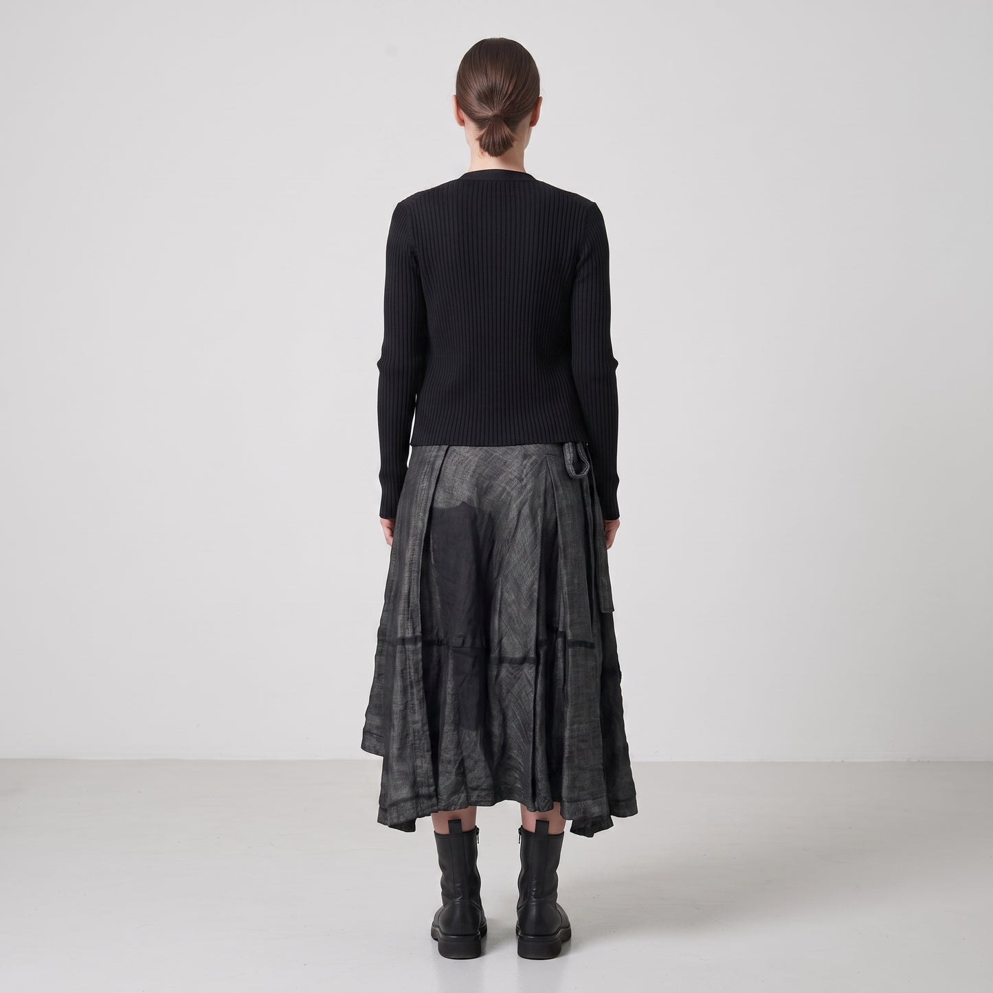 Textured Wrap Midi Skirt