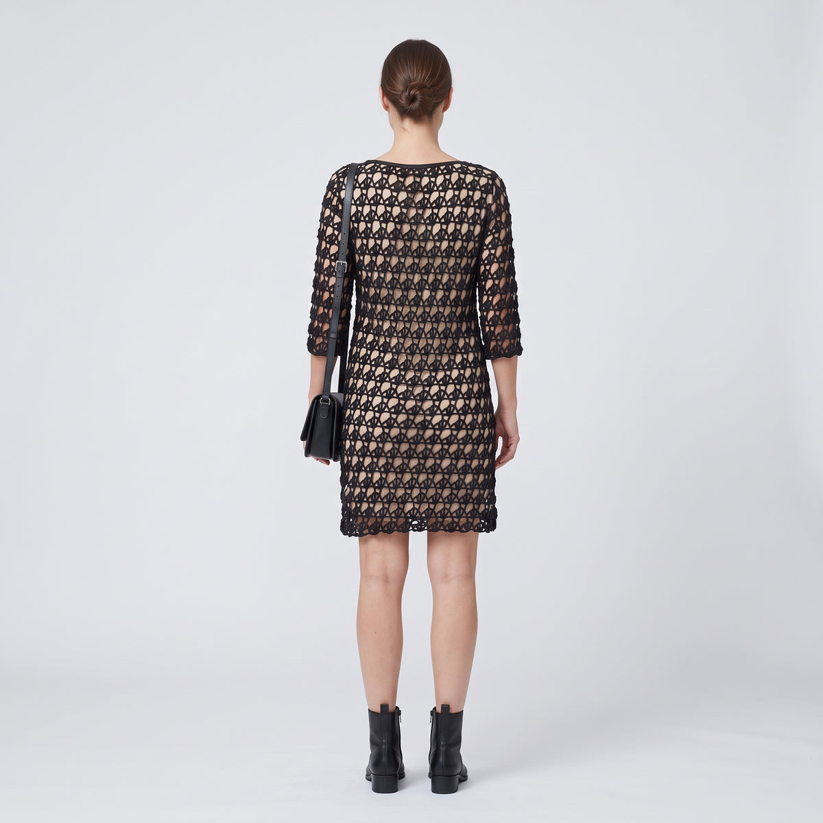 Black Crochet Detail Shift Dress