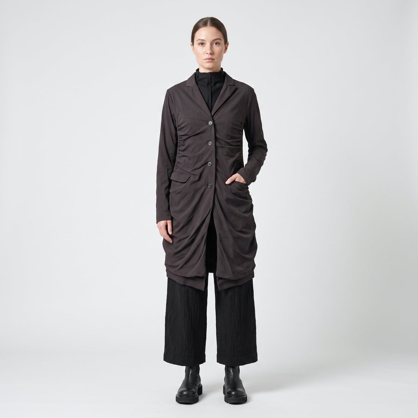 Ruched Tailored Longline Blazer