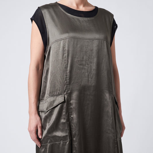 Satin Utility Shift Dress