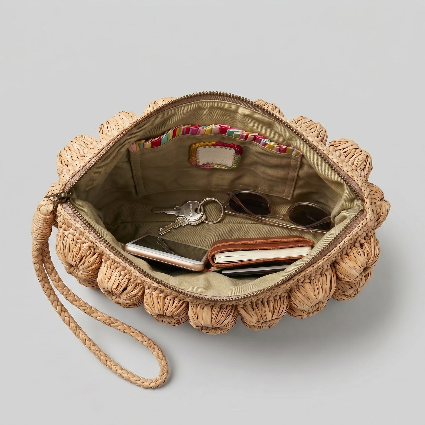 Textured Raffia Woven Clutch