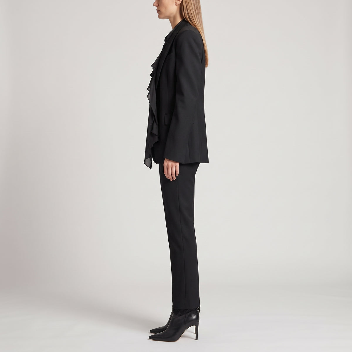 Tailored Lace-Trimmed Slim Trousers