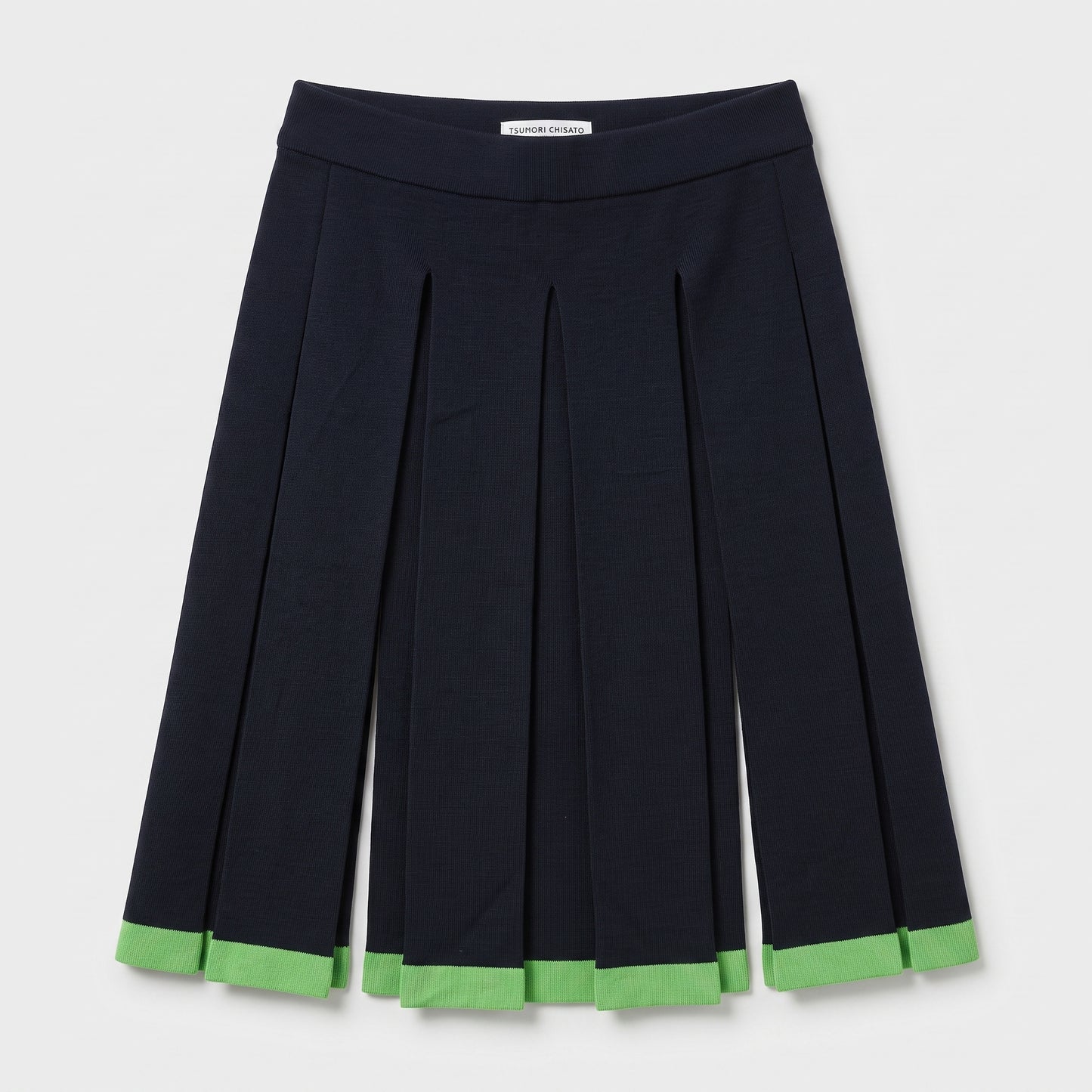 Pleated Navy Knit Skirt