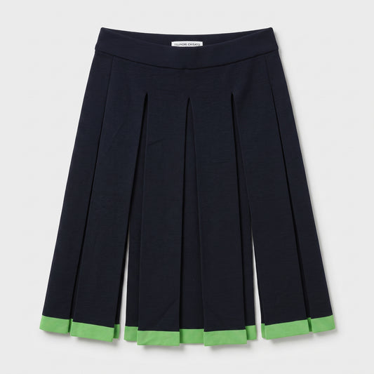 Pleated Navy Knit Skirt
