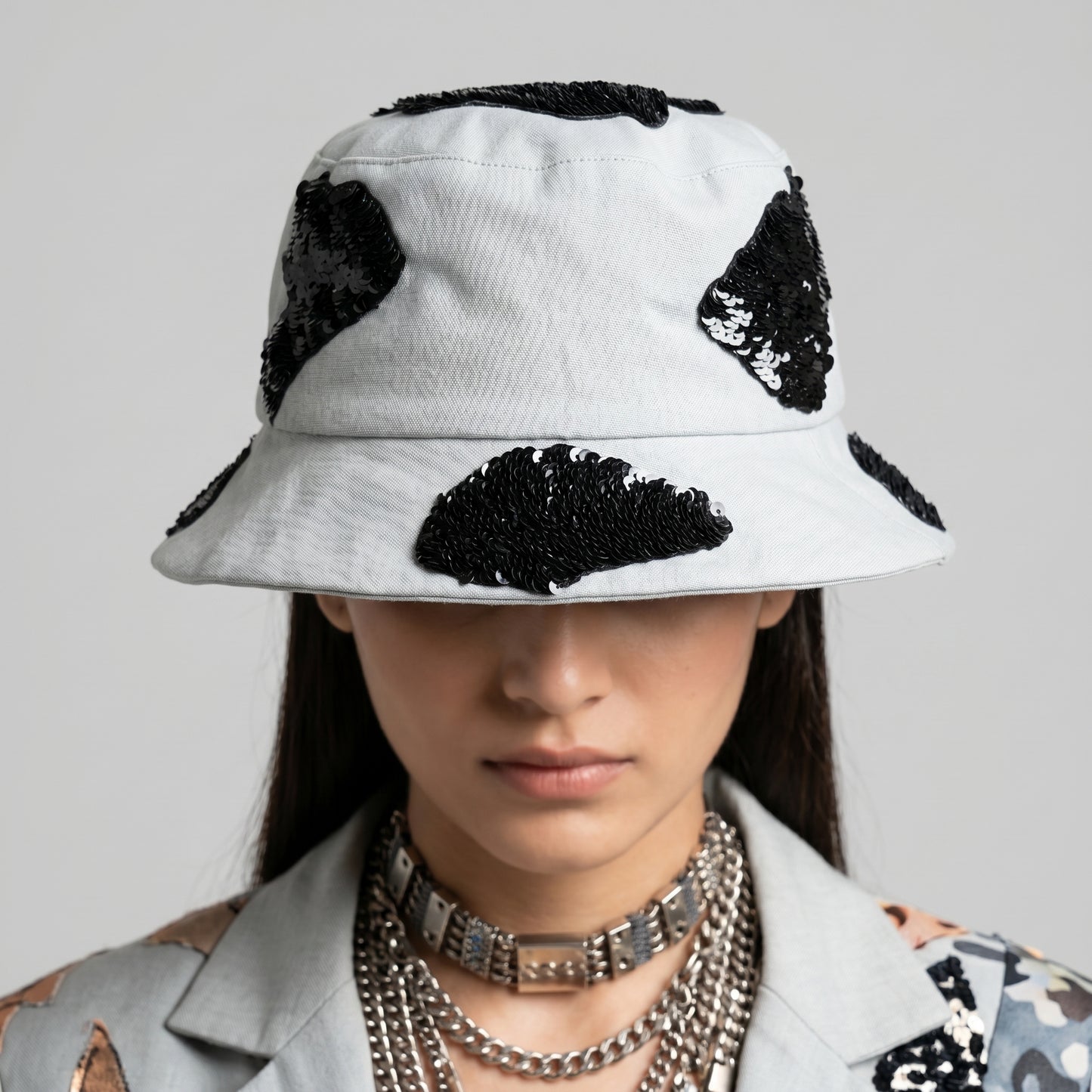 Sequined Patch Canvas Bucket Hat
