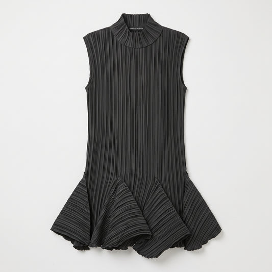 Pleated High Neck Peplum Top