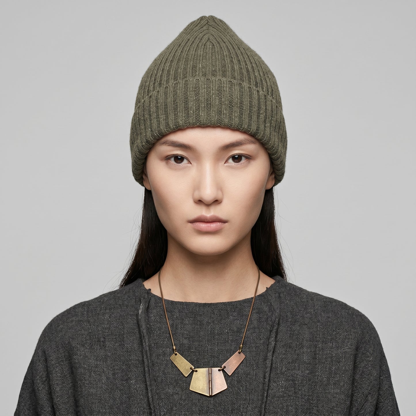 Ribbed Knit Wool Beanie
