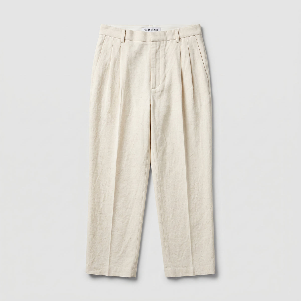 Pleated Cream Linen Trousers