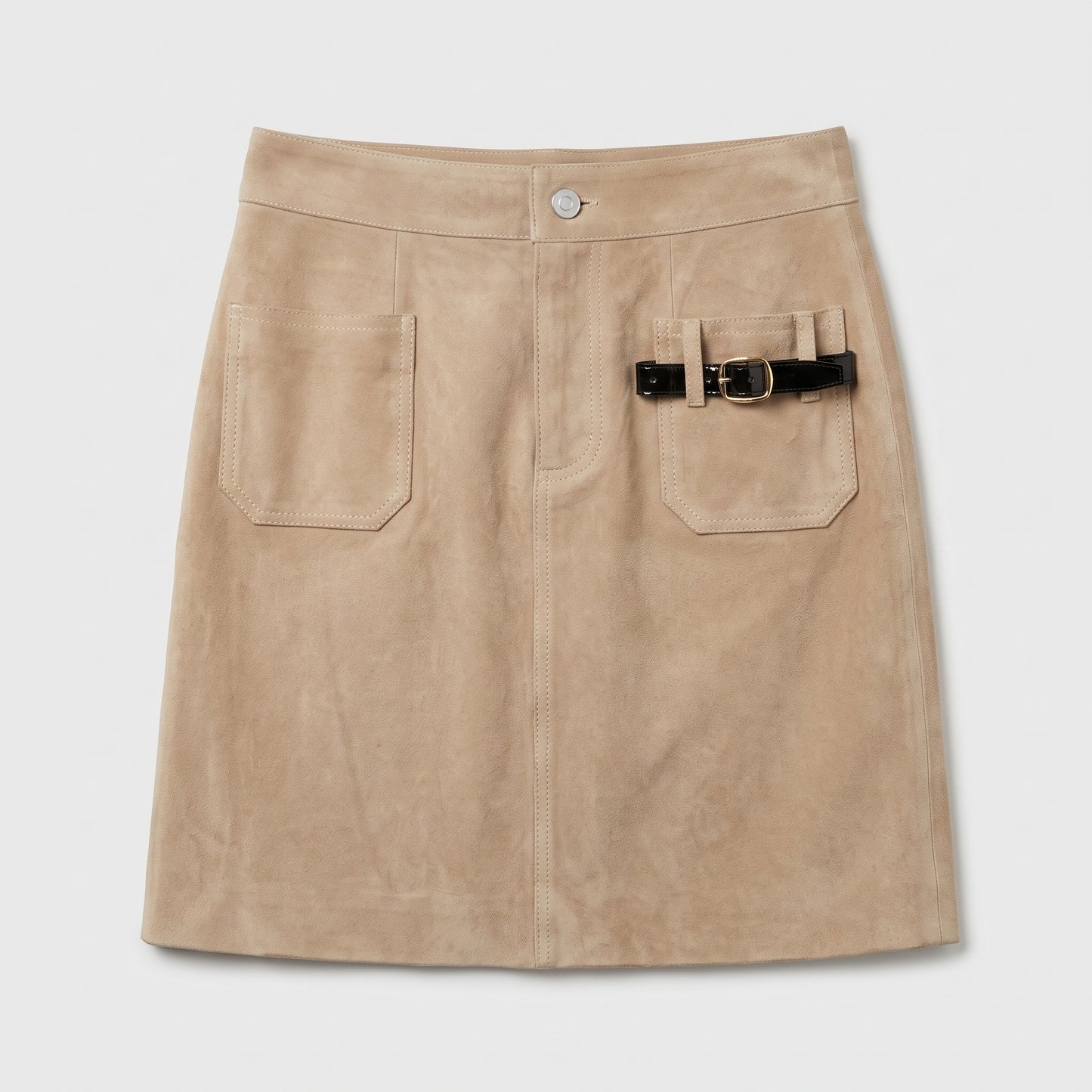 Suede Buckle Detail Mini Skirt