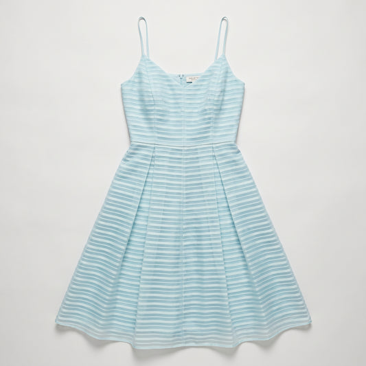 Pleated Striped Pastel A-Line Dress