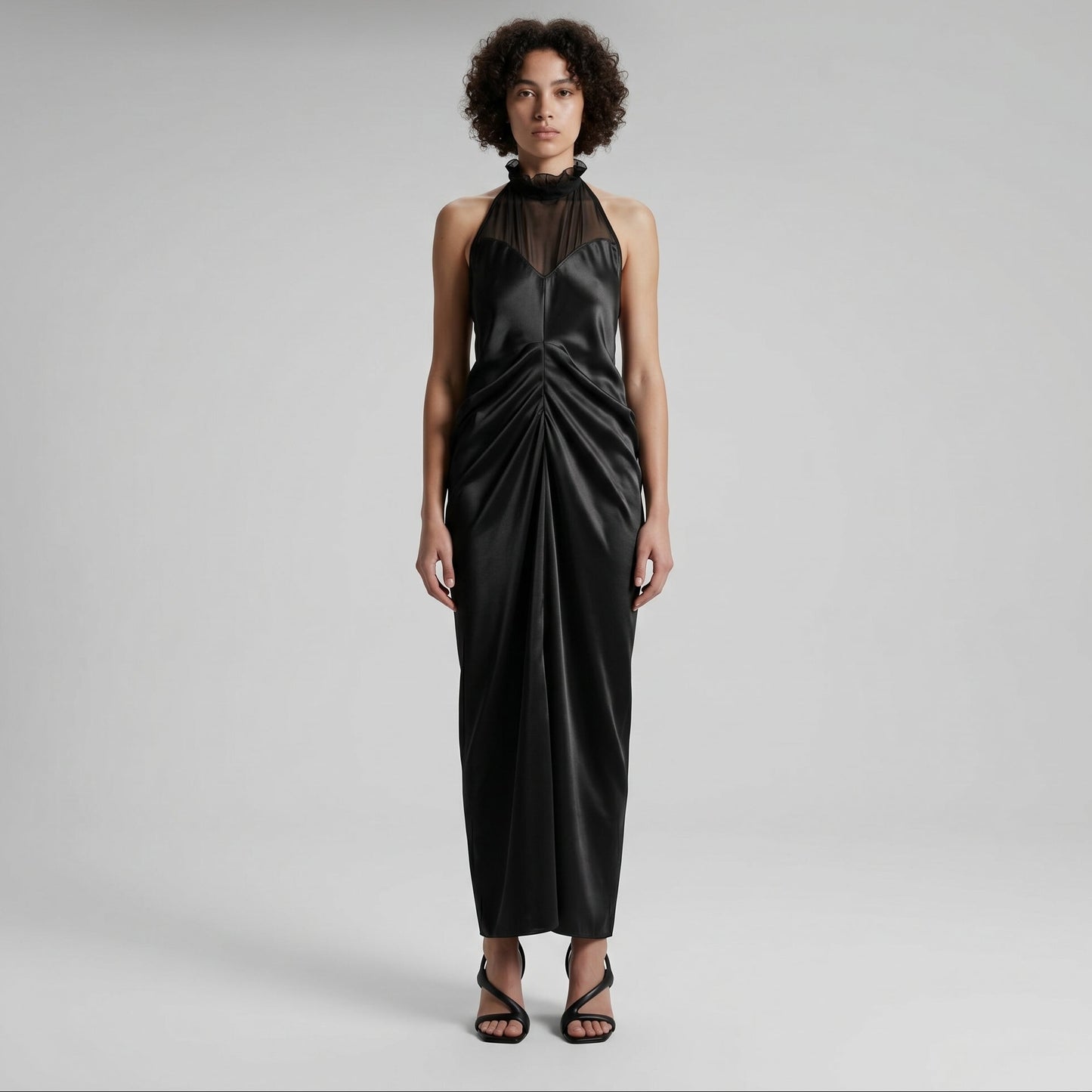Sleek Black Halter Maxi Dress