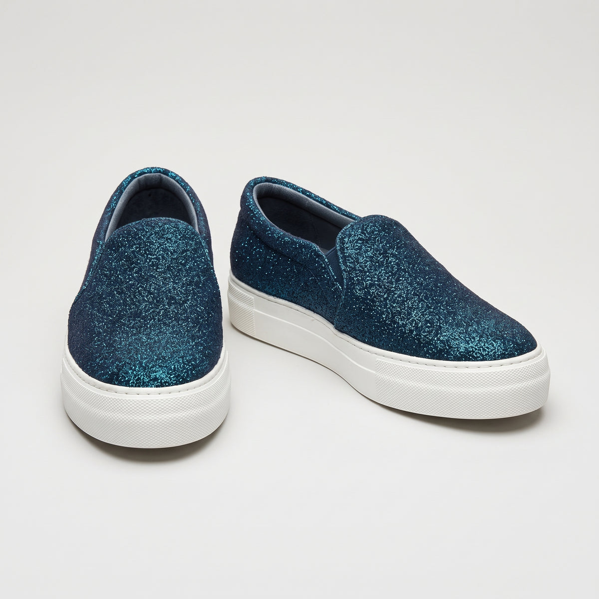 Glittery Blue Slip-On Sneakers