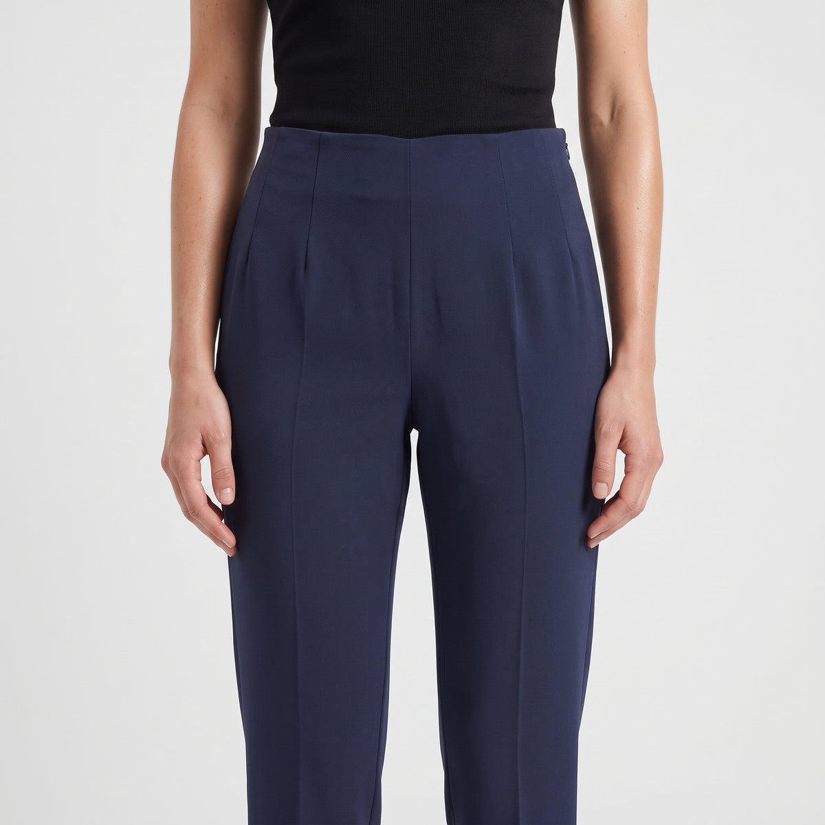 Tailored Navy Crepe Trousers