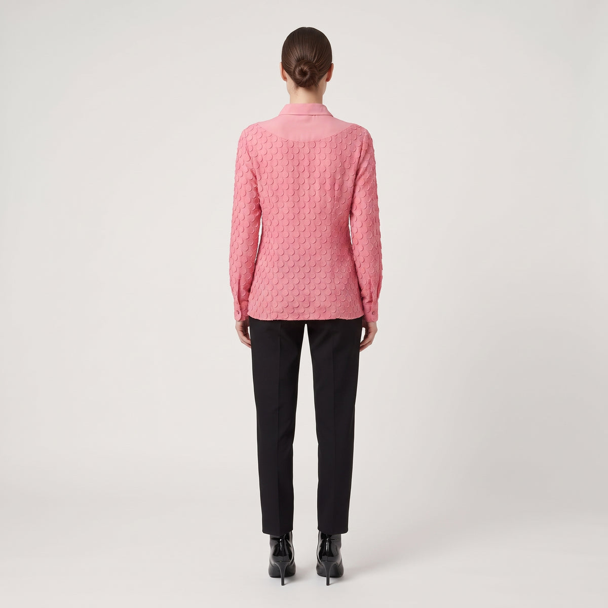 Textured Point Collar Blouse
