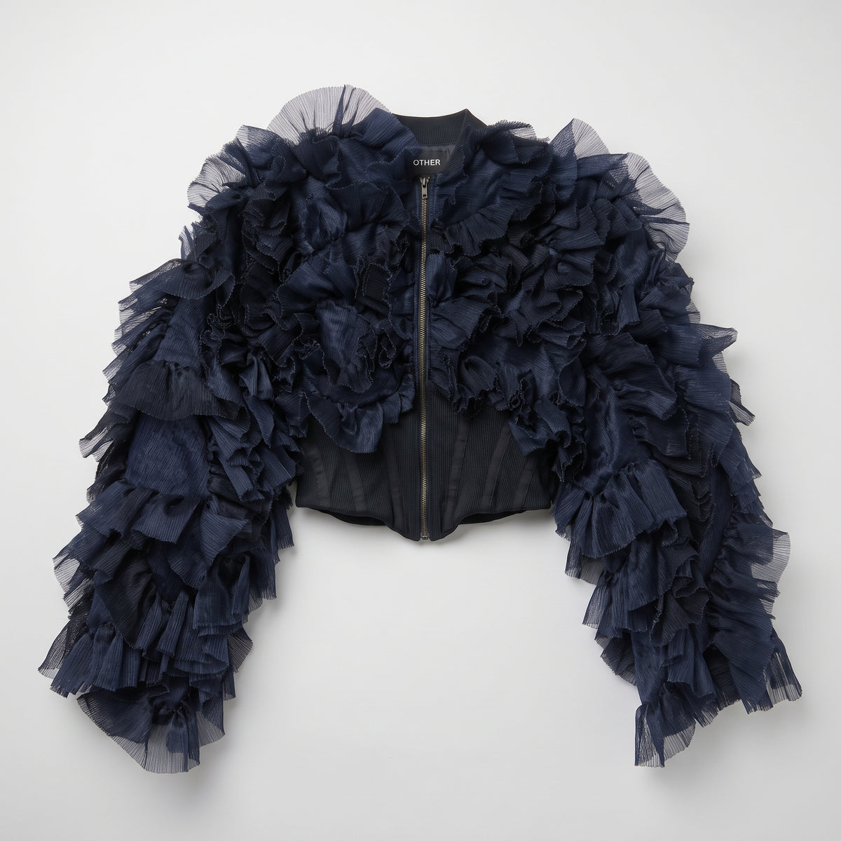 Ruffled Navy Statement Jacket