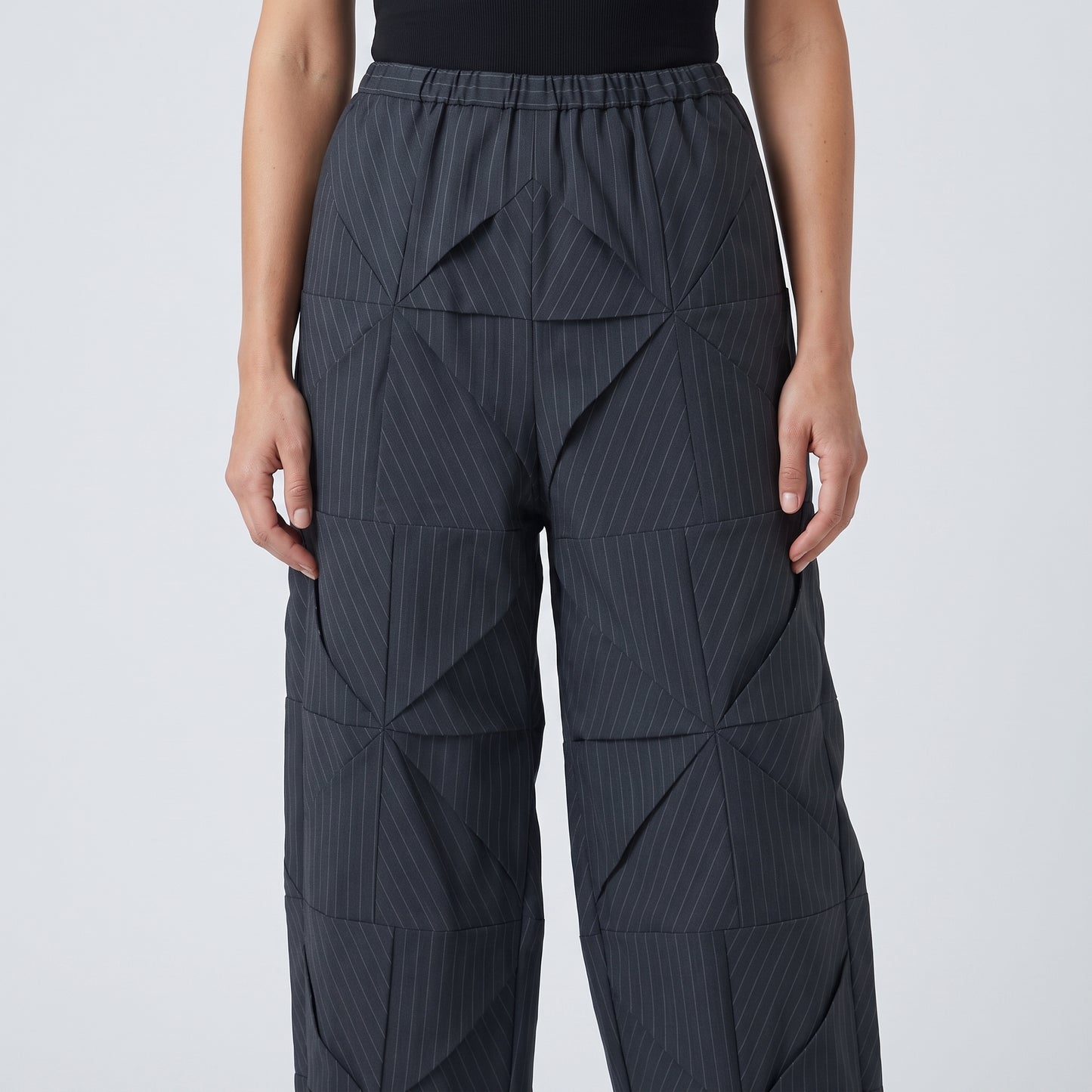 Architectural Pinstripe Wide-Leg Trousers