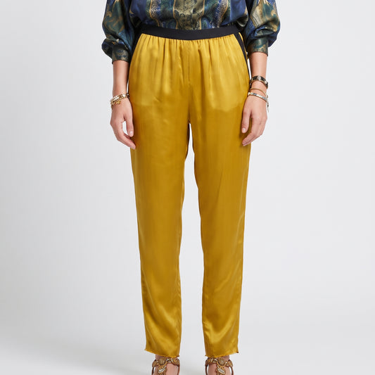 Silk Blend Contrast Trousers