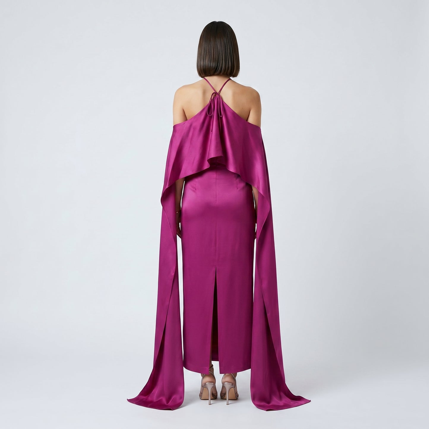 Fuchsia Draped Halter Dress