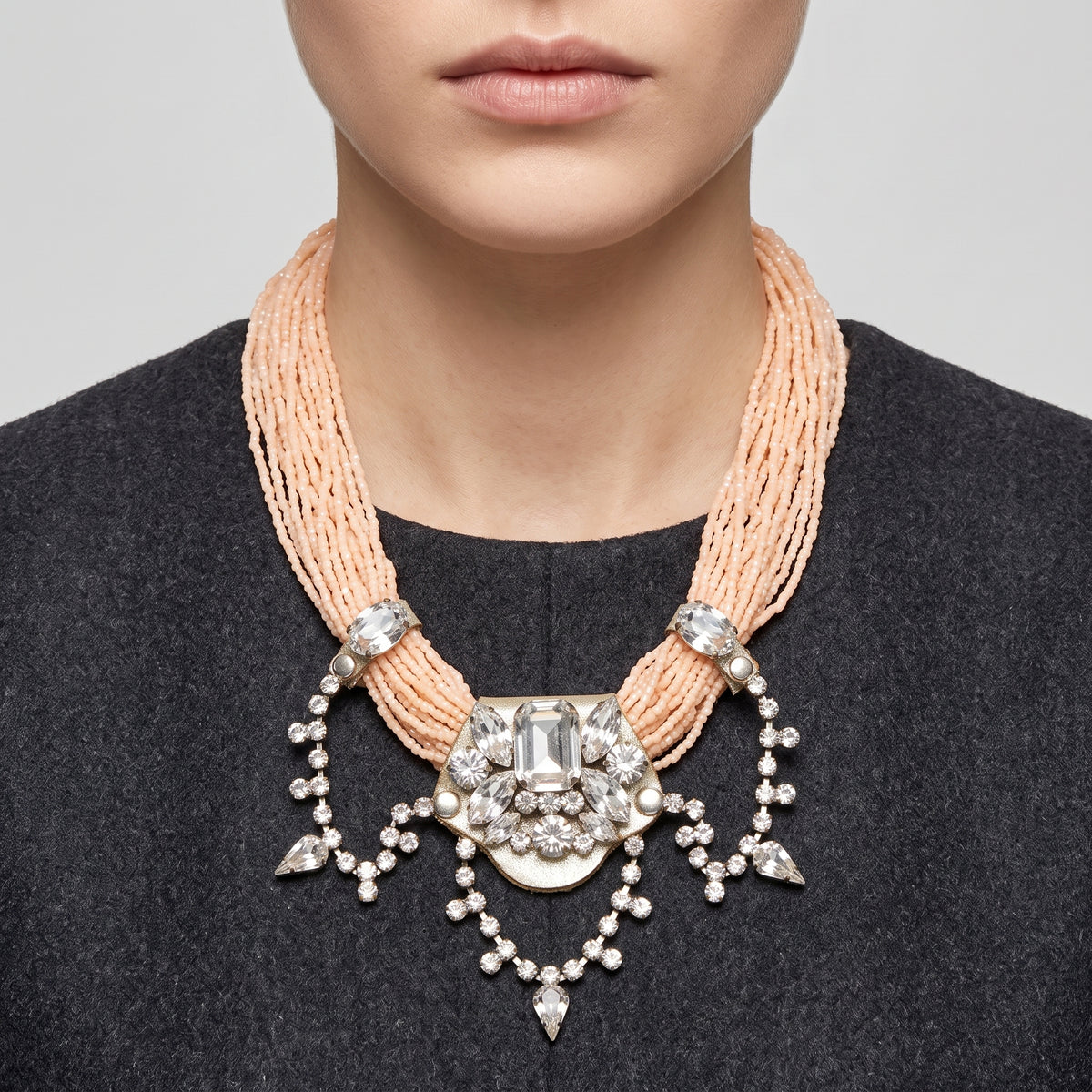 Beaded Crystal Statement Necklace