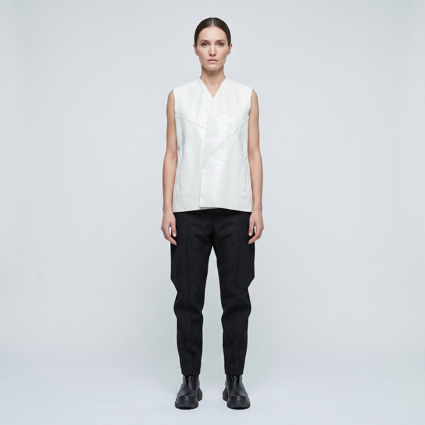 Structured Metallic Texture Tailored Vest