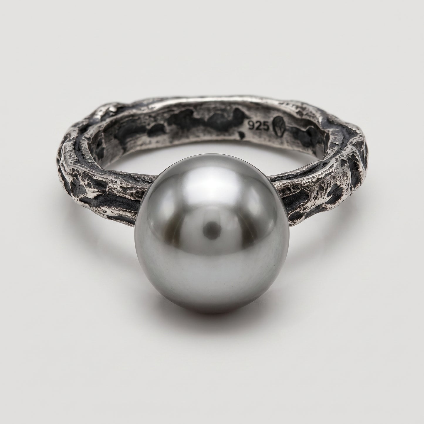 Textured Silver Pearl Statement Ring