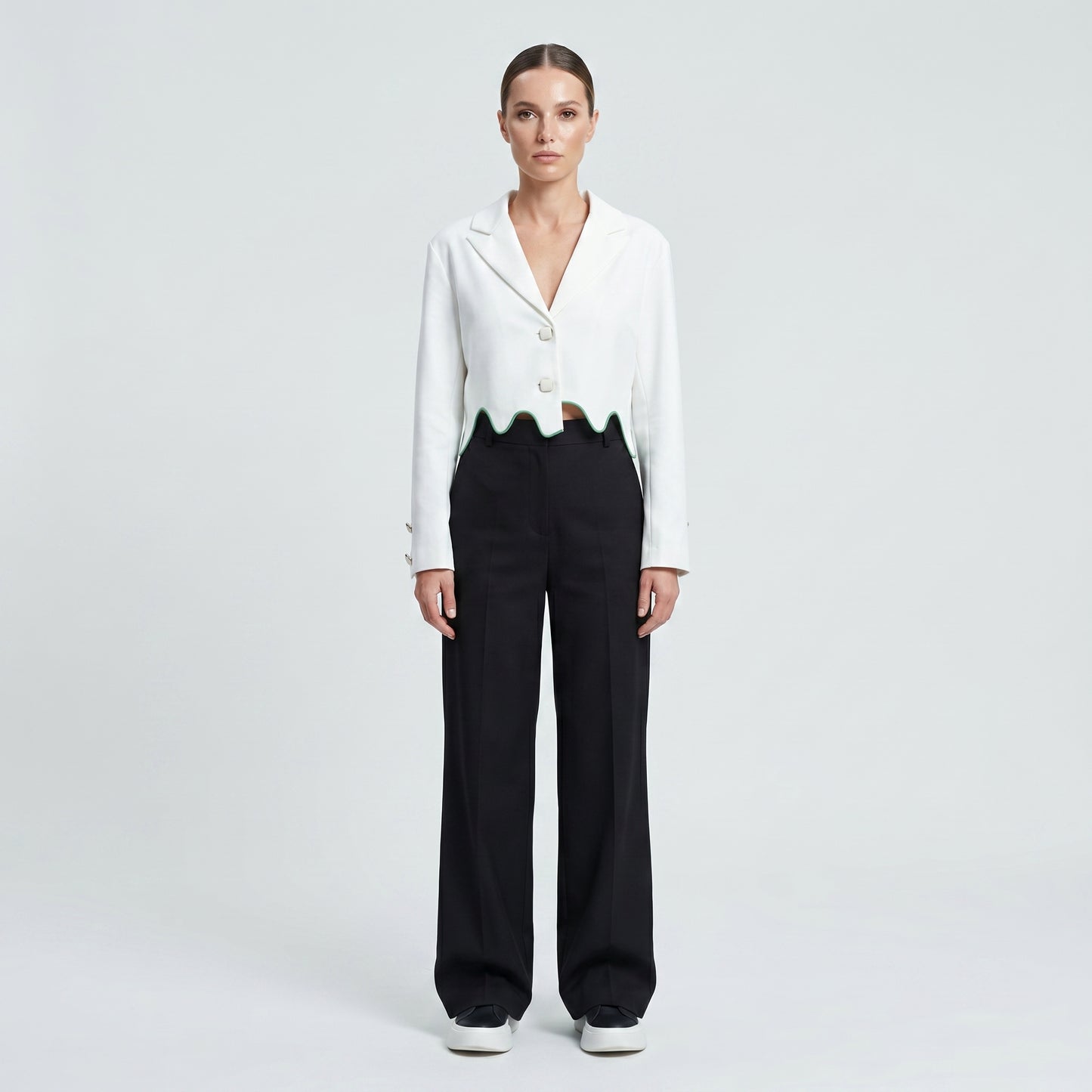 Wave Trim Cropped Blazer