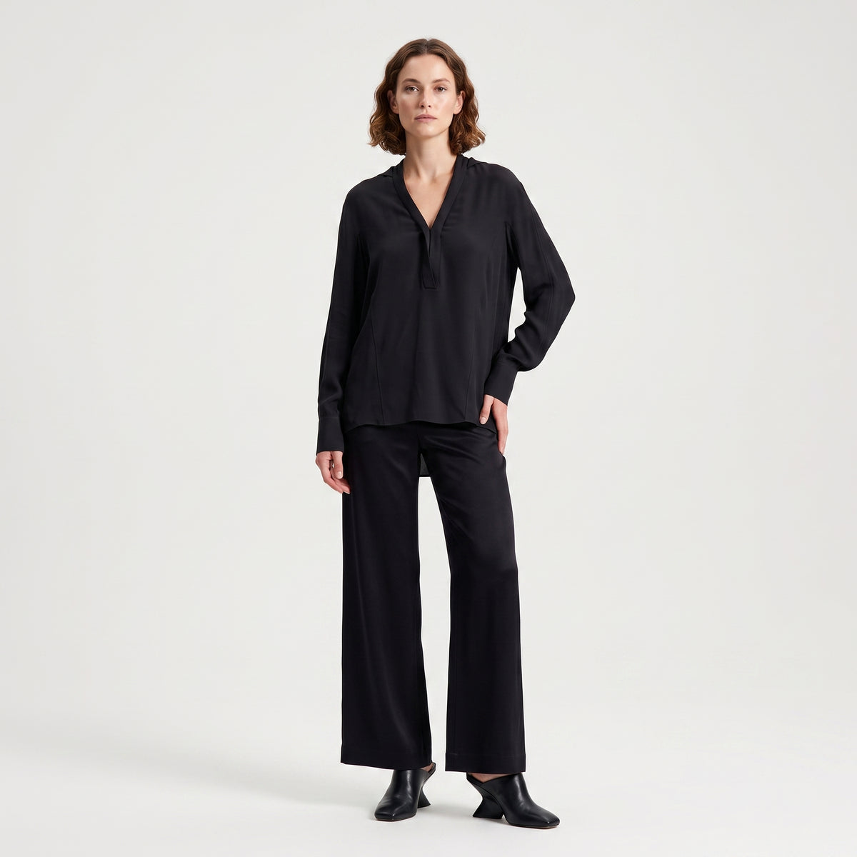 Elegant Black V-Neck Blouse