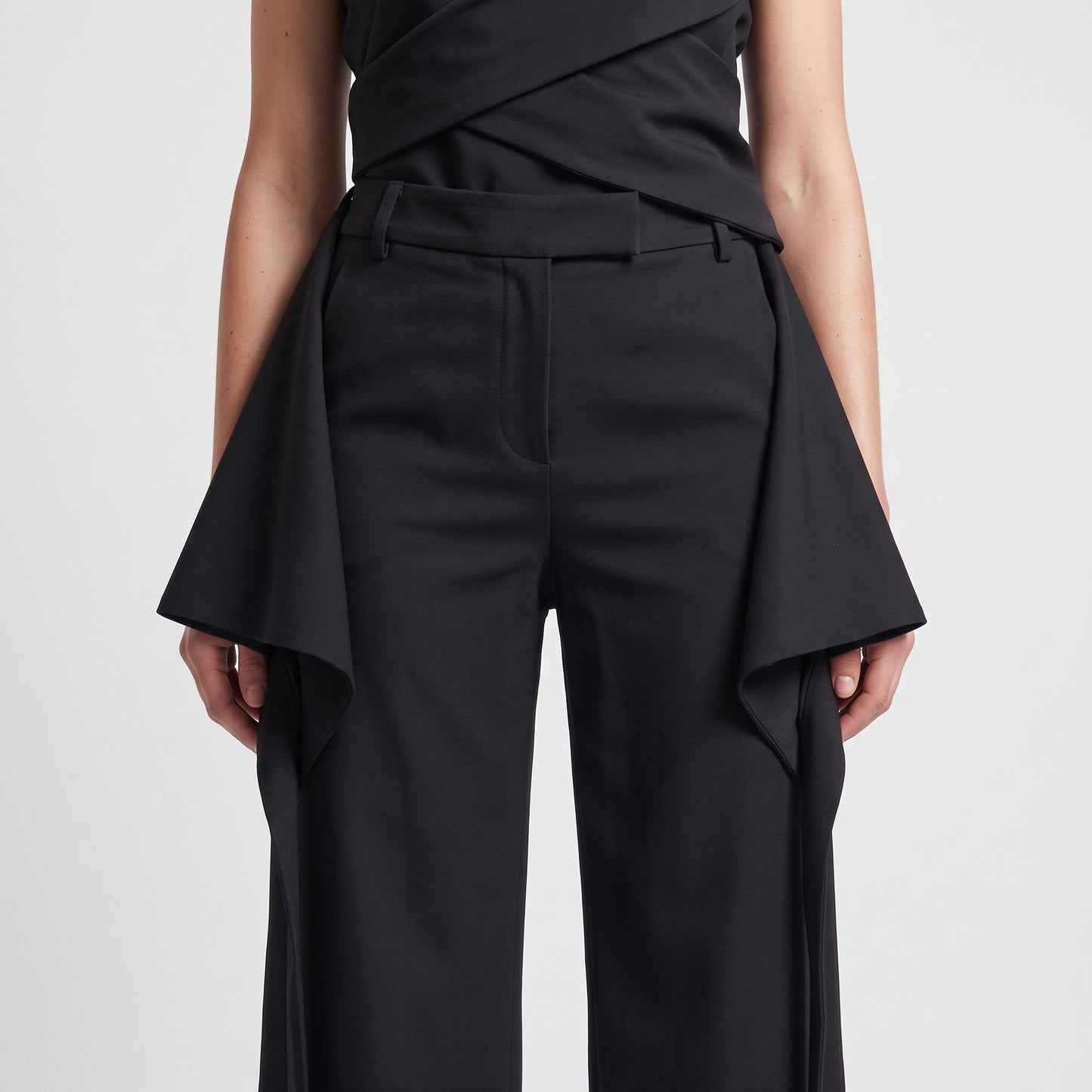 Structured Drape Detail Trousers