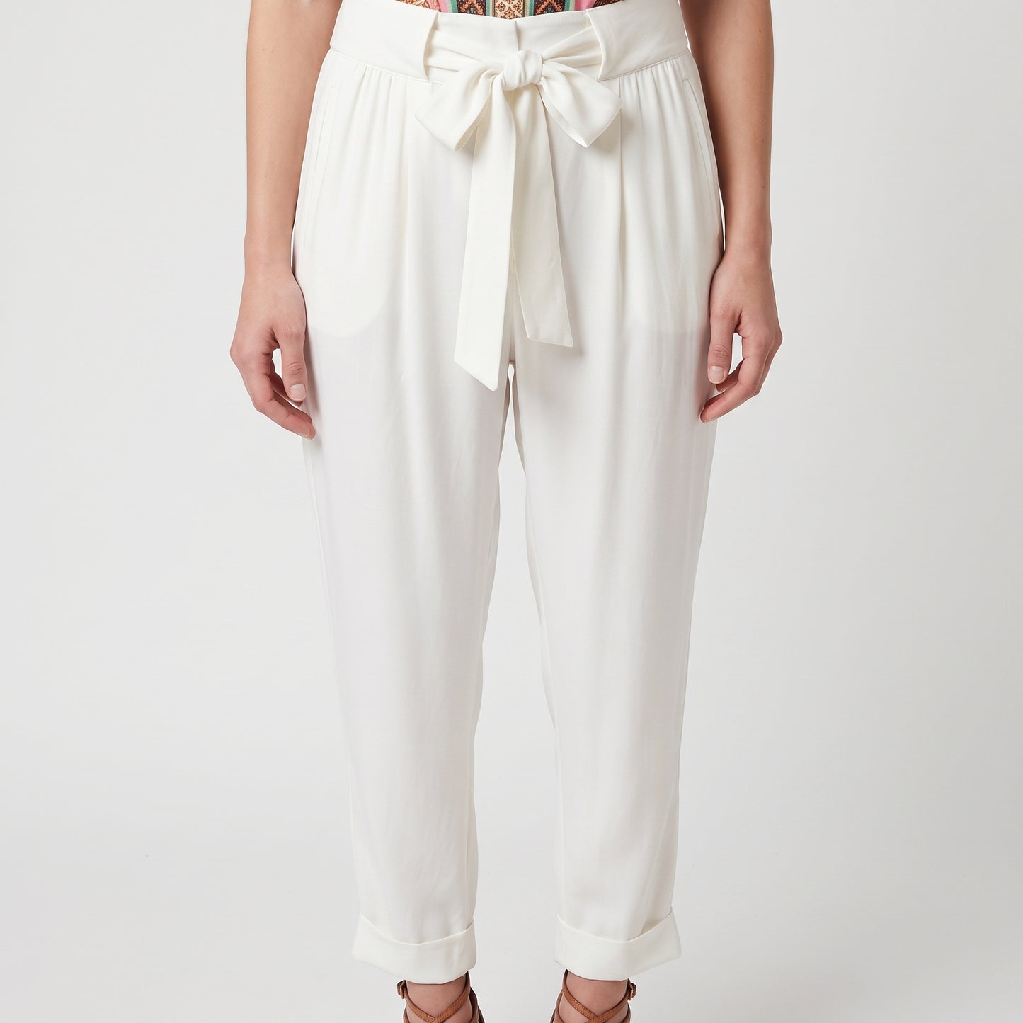 Elegant Tie-Waist Tapered Trousers