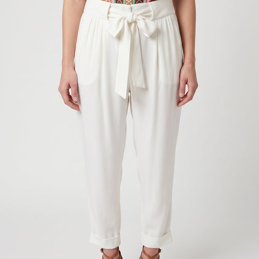 Elegant Tie-Waist Tapered Trousers