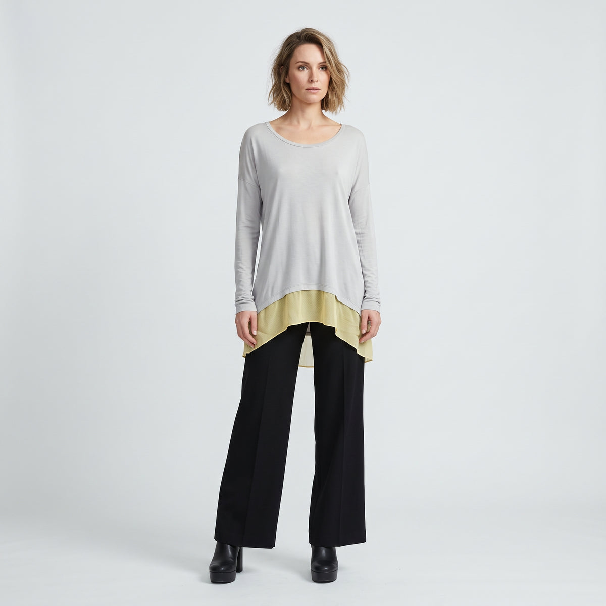 Layered Hem Long Sleeve Top