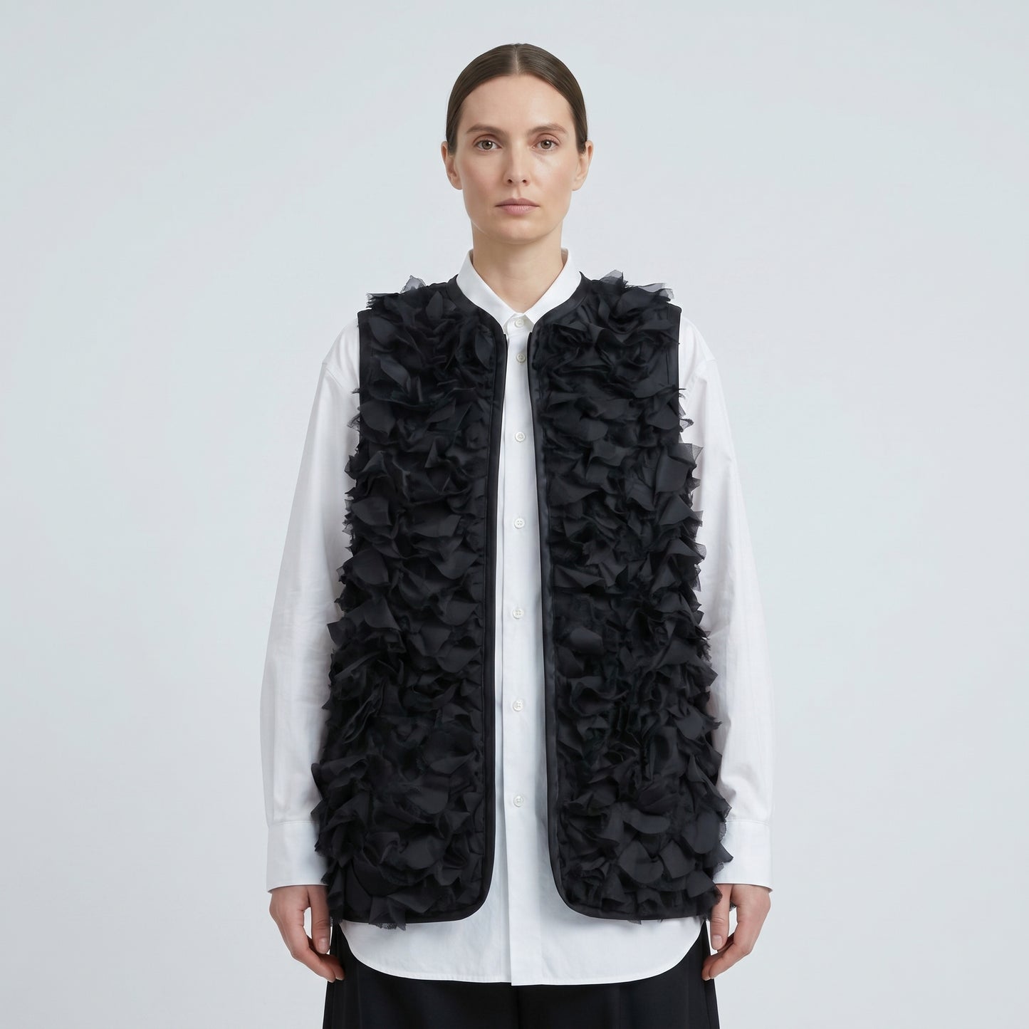 Avant-Garde Black Ruffled Vest
