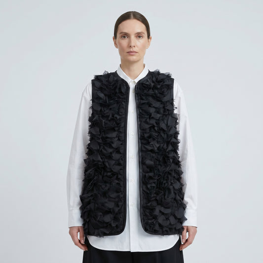 Avant-Garde Black Ruffled Vest