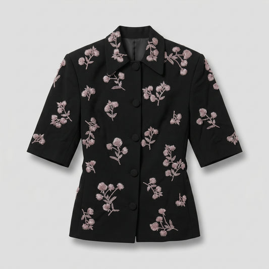 Floral Embroidered Structured Jacket