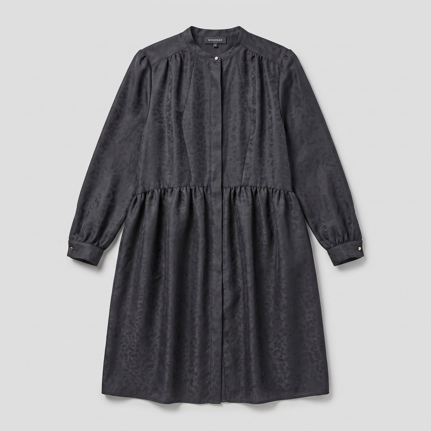 Textured Charcoal Button-Down Dress