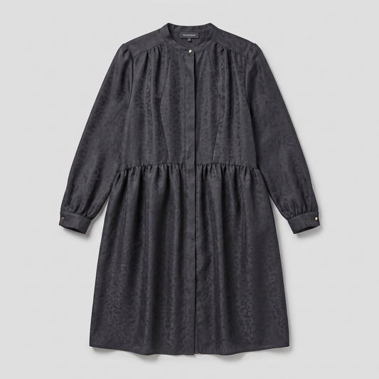 Textured Charcoal Button-Down Dress
