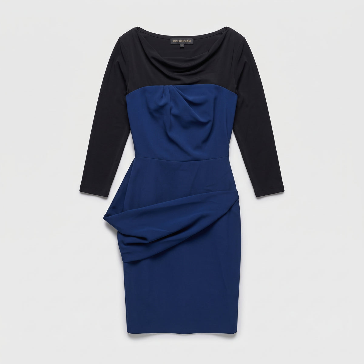 Two-Tone Draped Cocktail Dress