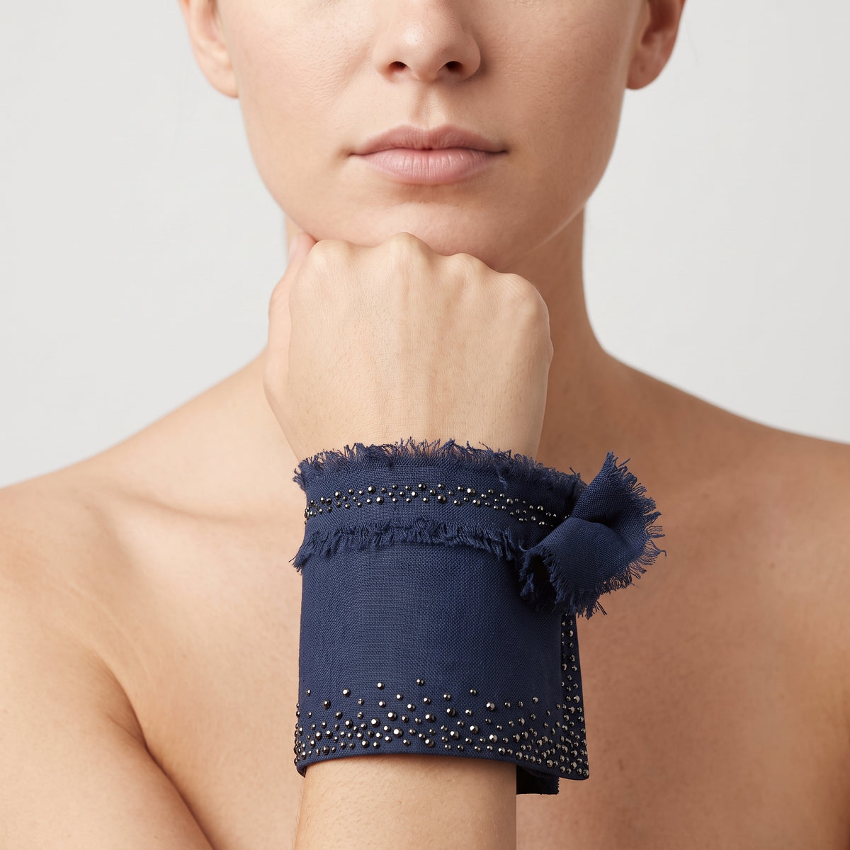 Embellished Frayed Edge Cuff