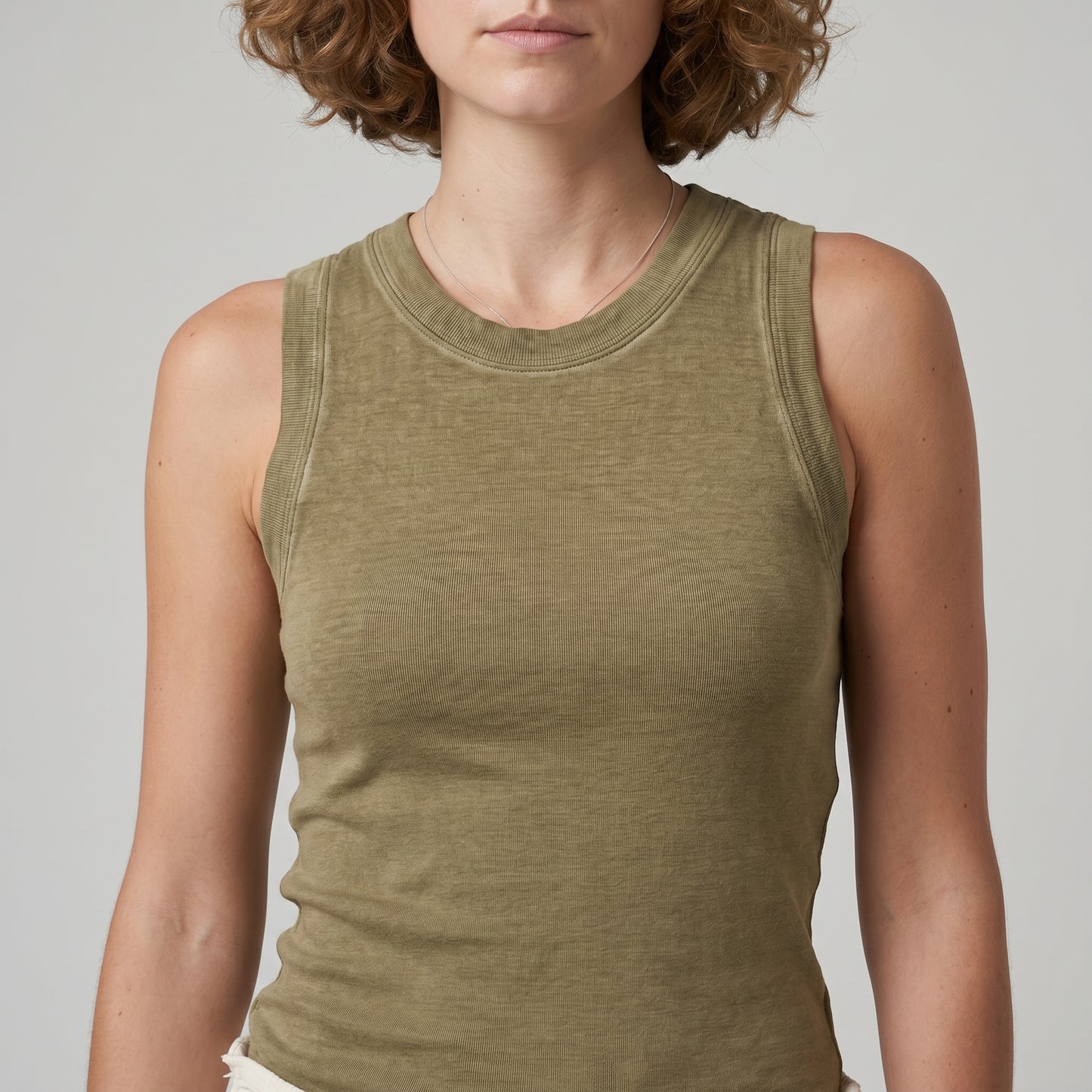 Washed Cotton Ribbed Tank Top