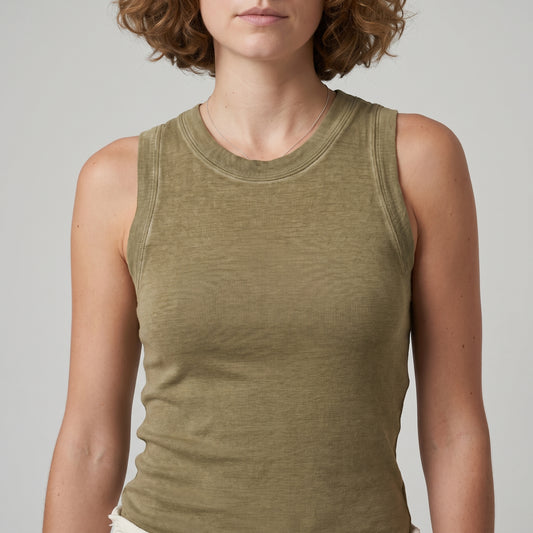 Washed Cotton Ribbed Tank Top