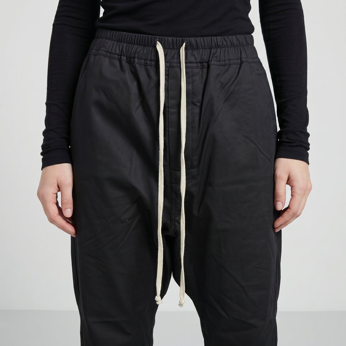 Minimalist Black Drawstring Trousers
