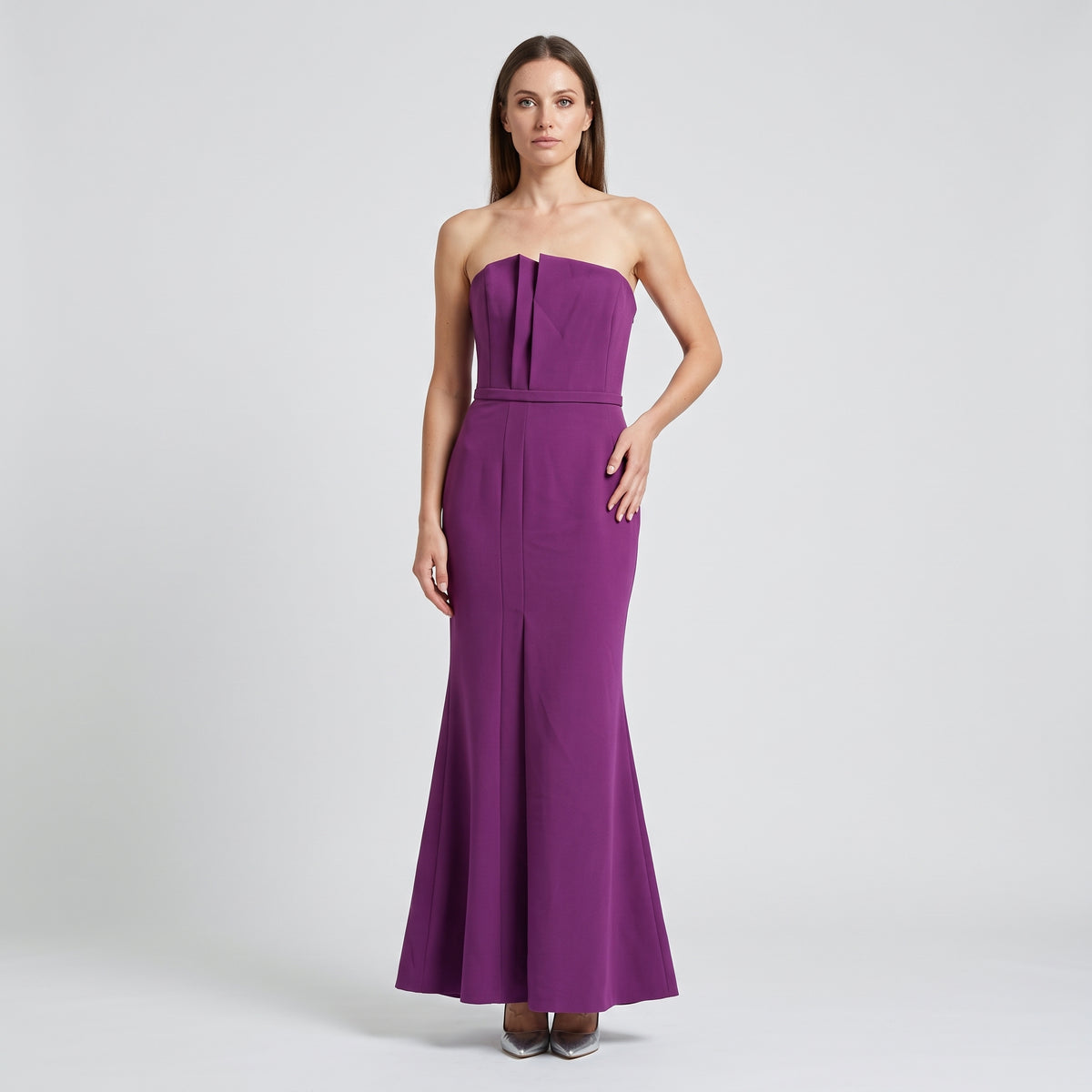 Strapless Pleated Evening Mermaid Gown