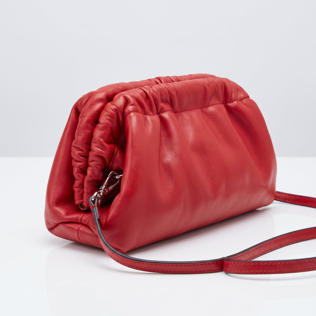 Ruched Leather Clutch Bag