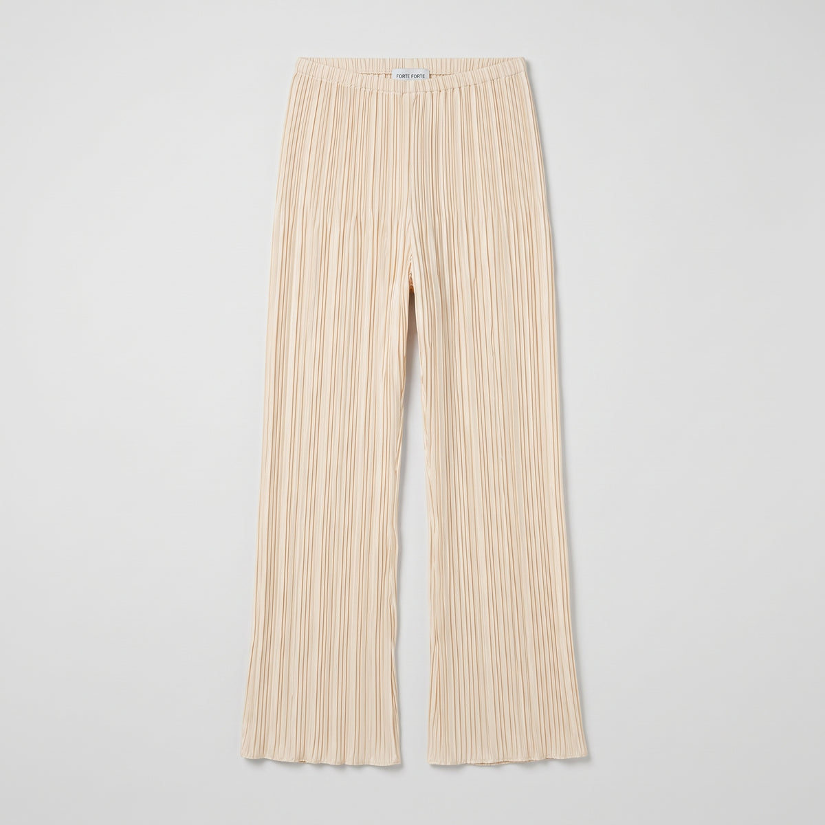 Pleated Wide-Leg Beige Trousers