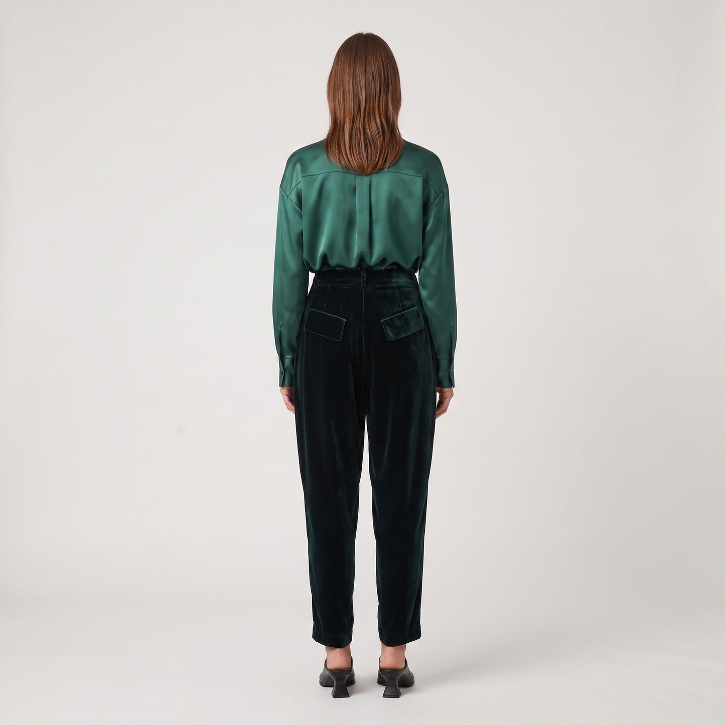 Emerald Velvet Tailored Trousers