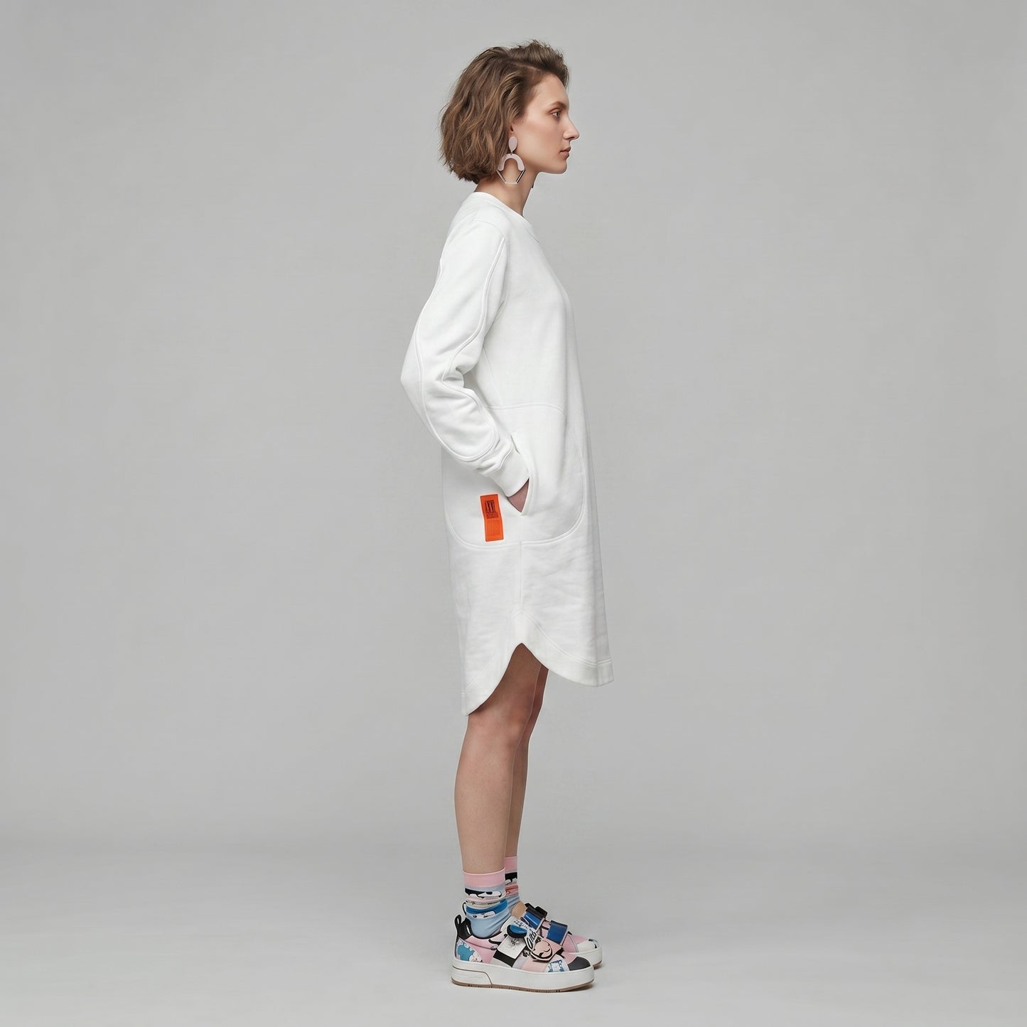 Longline Cotton Sweatshirt Dress