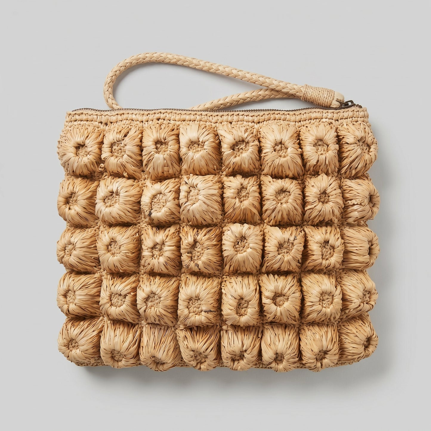 Textured Raffia Woven Clutch